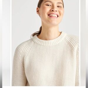 Cashmere Fisherman Crewneck Sweater, Sz M, Quince